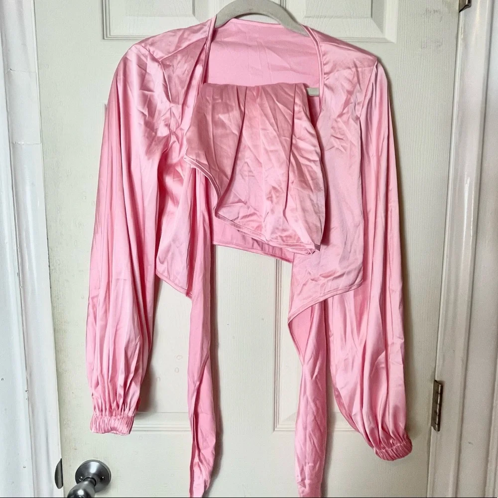 NEW two pieces set pink crop top shorts summer womens M;L - Picture 5 of 16